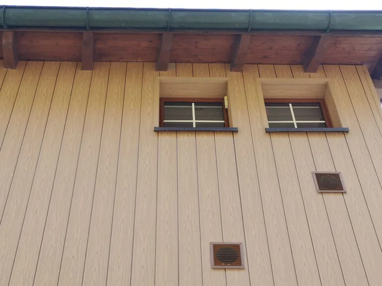 WPC facade with vertical boards and windows on a building in the Chur region