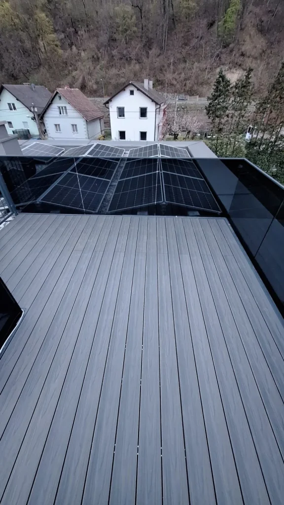 WPC decking boards on a roof terrace